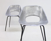 A PAIR OF ALUMINIUM TULIP CHAIRS