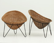 A PAIR OF FRENCH BASKET CHAIRS FROM 1950