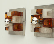 PAIR OF SQUARE SCONCES BY ALBANO POLI FOR POLIARTE, ITALY