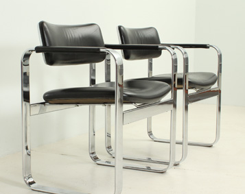 EERO AARNIO CHROME AND LEATHER CHAIRS