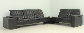 RARE BLACK LEATHER DE SEDE SEATING UNIT