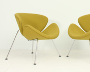 PAIR OF ORANGE SLICERS CHAIRS BY PIERRE PAULIN