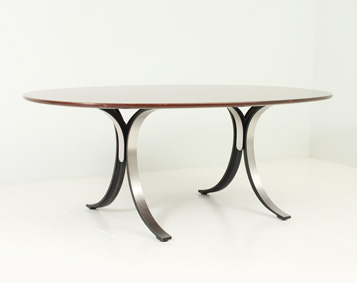 T102A OVAL TABLE IN WALNUT BY OSVALDO BORSANI