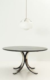 OSVALDO BORSANI RARE T69 TABLE WITH BLACK LEATHER TOP