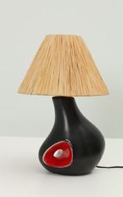 FRENCH FREEFORM CERAMIC TABLE LAMP, 1950'S