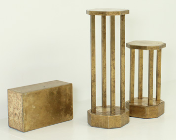 SET OF THREE PEDESTALS IN BRASS BY RODOLFO DUBARRY