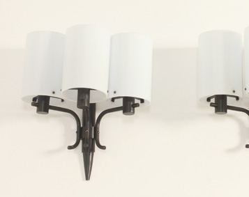 PAIR OF SCONCES IN WROUGHT IRON BY JORDI VILANOVA, SPAIN, 1960's