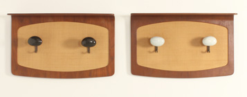 PAIR OF COAT RACKS IN TEAK AND SEAGRASS BY CAMPO & GRAFFI FOR HOME, ITALY, 1950's