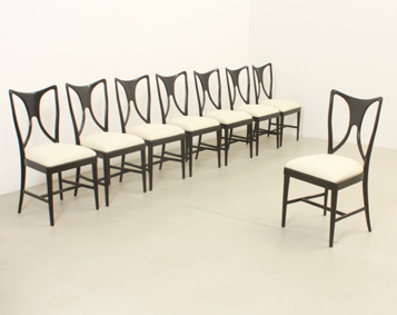 SET OF EIGHT GUGLIELMO ULRICH ATTRIBUTED DINING CHAIRS, ITALY, 1940's