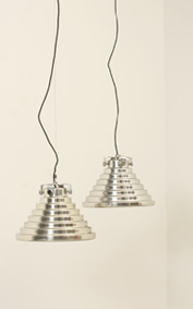 PAIR OF CEILING LAMPS IN CAST ALUMINUM BY ANTONI BONAMUSA, SPAIN, 1974