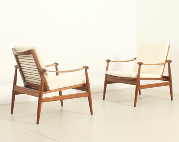 FINN JUHL PAIR OF SPADE CHAIRS FOR FRANCE AND SØN, DENMARK, 1960's