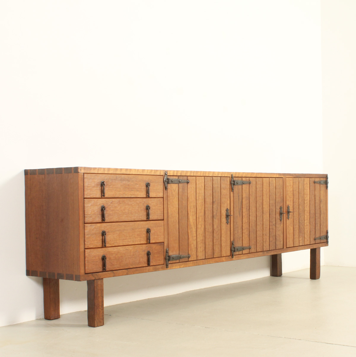 LARGE BRUTALIST SIDEBOARD WITH DECOR À LA GOUGE IN THE STYLE OF JEAN TOURET, FRANCE